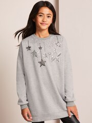 Lipsy Grey Christmas Sweat Dress - Image 1 of 4