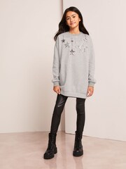 Lipsy Grey Christmas Sweat Dress - Image 2 of 4