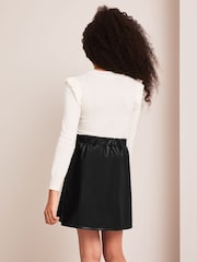 Lipsy Black Asymmetric PU Skirt - Image 3 of 4