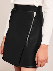 Lipsy Black Asymmetric PU Skirt - Image 4 of 4