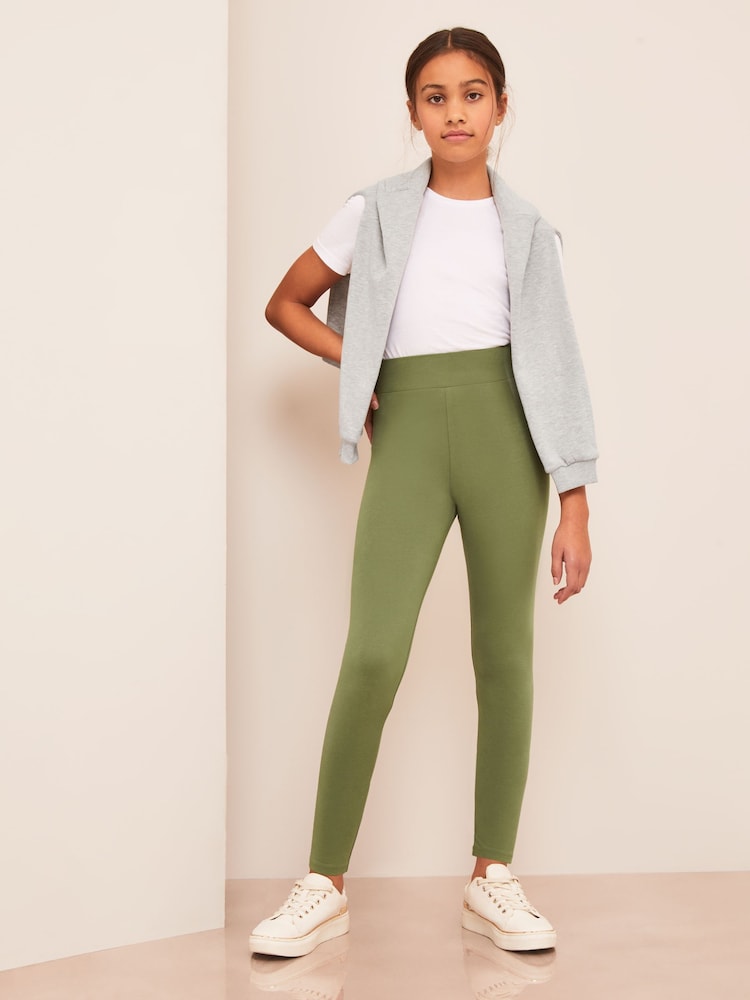 Lipsy Khaki Green Jersey Full Length Leggings (2-16yrs) - Image 1 of 4