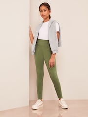 Lipsy Khaki Green Jersey Full Length Leggings (2-16yrs) - Image 2 of 4