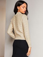 Lipsy Neutral Zig Zag Textured Knitted Jumper - Image 2 of 4