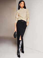 Lipsy Neutral Zig Zag Textured Knitted Jumper - Image 3 of 4