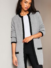 Lipsy Grey Long Sleeve Contrast Tipped Knitted Cardigan - Image 1 of 4