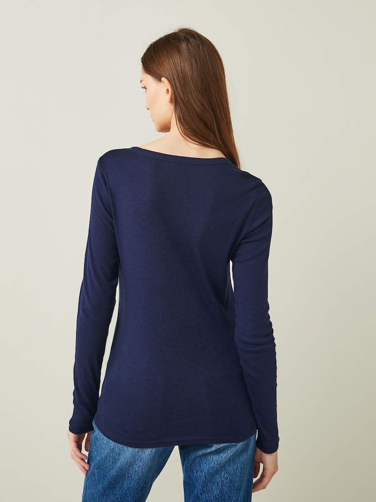 Gap Navy Blue Favourite Long Sleeve Crewneck T-Shirt - Image 2 of 4