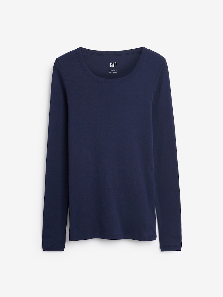 Gap Navy Blue Favourite Long Sleeve Crewneck T-Shirt - Image 4 of 4