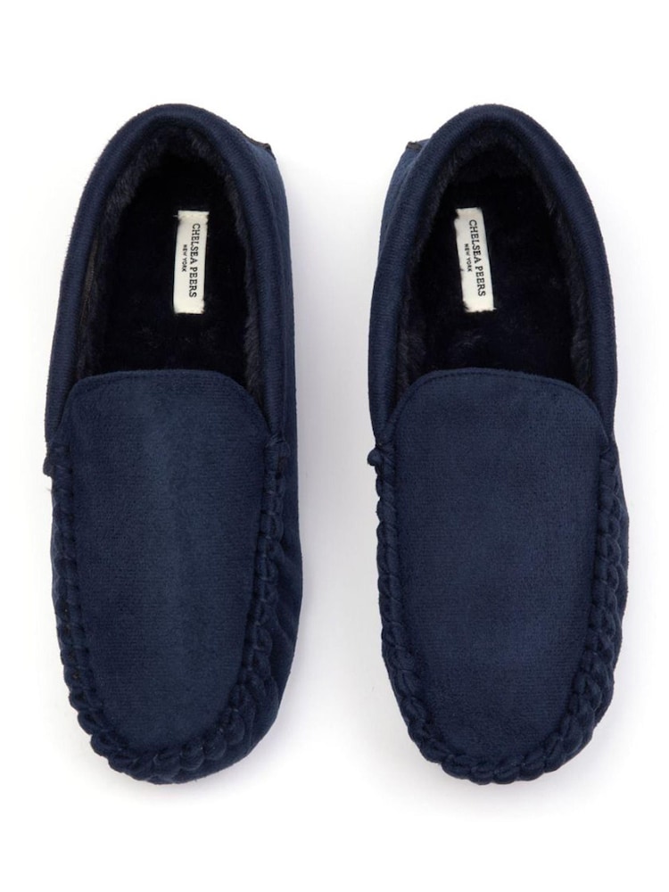 Chelsea Peers Blue Suedette Moccasin Slippers - Men's - Image 1 of 4