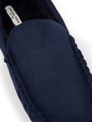 Chelsea Peers Blue Suedette Moccasin Slippers - Men's - Image 2 of 4