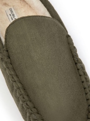 Chelsea Peers Green Suedette Moccasin Slippers - Men's - Image 2 of 4