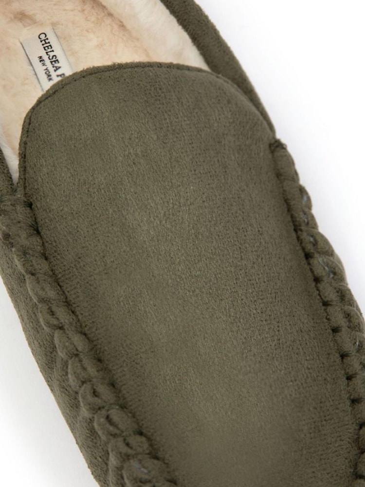 Chelsea Peers Green Suedette Moccasin Slippers - Men's - Image 2 of 4