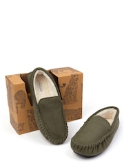 Chelsea Peers Green Suedette Moccasin Slippers - Men's - Image 3 of 4