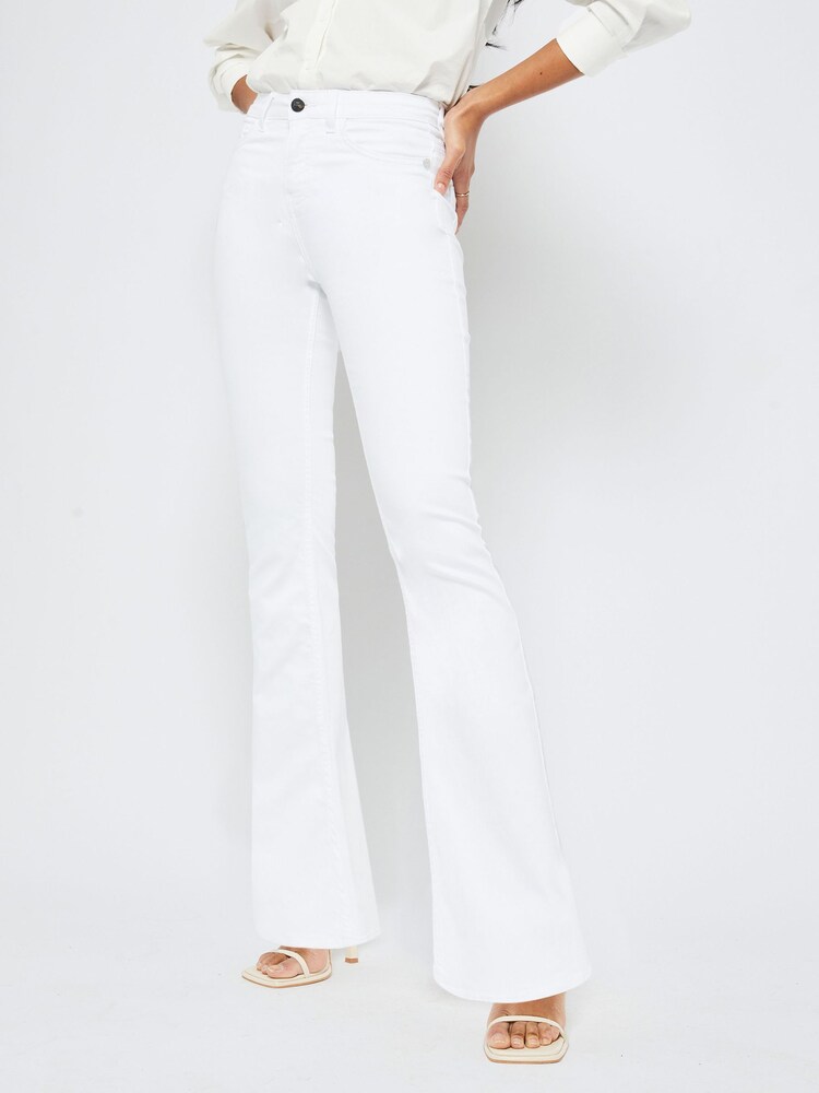 Lipsy White Mid Rise Flare Jeans - Image 1 of 4