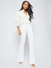 Lipsy White Mid Rise Flare Jeans - Image 3 of 4