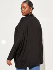 Lipsy Black Curve Long Sleeve Zip Batwing Cardigan - Image 2 of 4