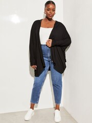 Lipsy Black Curve Long Sleeve Zip Batwing Cardigan - Image 3 of 4