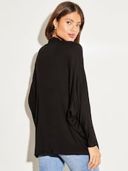 Lipsy Black Long Sleeve Zip Batwing Cardigan - Image 2 of 4