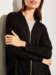 Lipsy Black Long Sleeve Zip Batwing Cardigan - Image 4 of 4