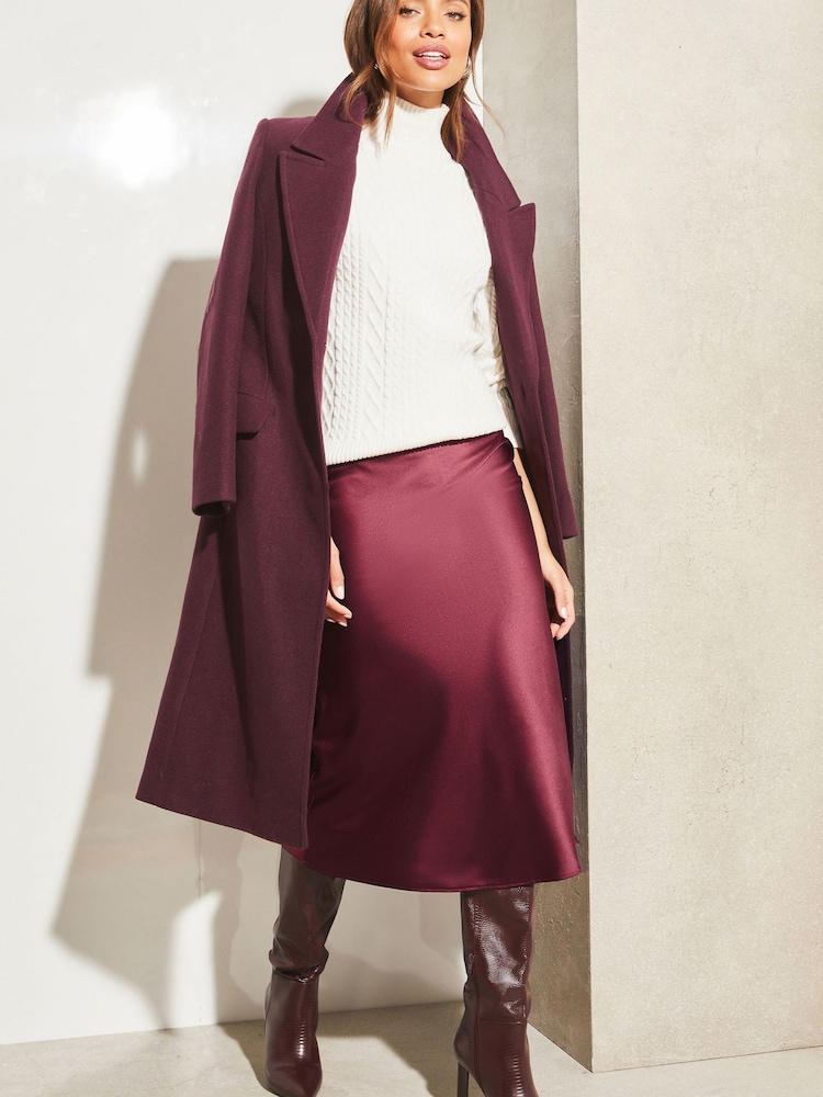 Lipsy Berry Red Satin Bias Cut Midi Skirt - Image 4 of 4 Lipsy Berry Red Satin Bias Cut Midi Skirt - Image 4 of 4
