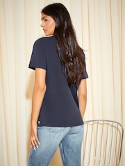 Friends Like These Navy Blue Round Neck Heart Embroidered T-Shirt - Image 2 of 4