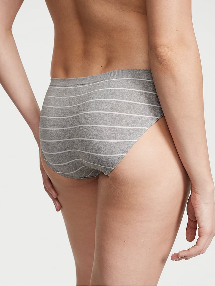 Victoria's Secret Grey Heather Stripe Bikini Knickers - Image 2 of 3
