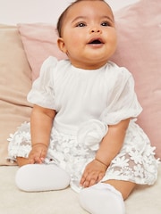Lipsy Ivory Baby Sequin Embroidered Skirt Occasion Dress - Image 1 of 5