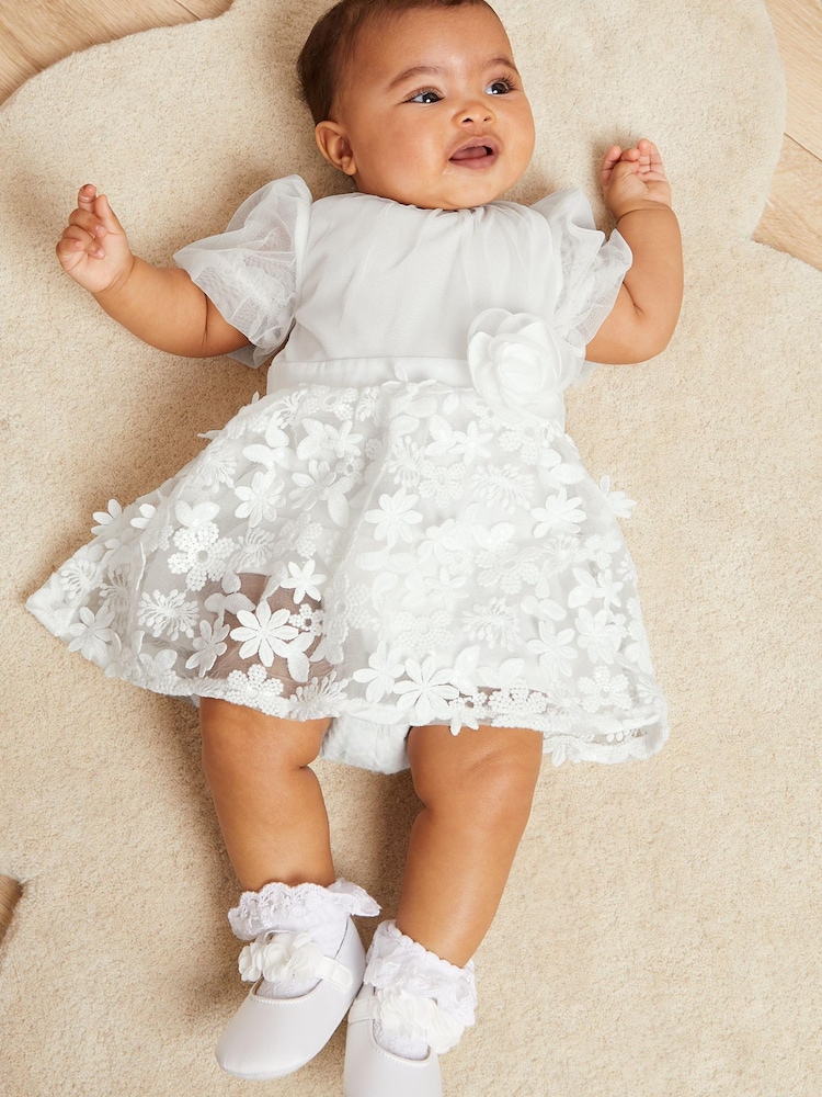 Lipsy Ivory Baby Sequin Embroidered Skirt Occasion Dress - Image 2 of 5