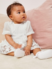 Lipsy Ivory Baby Sequin Embroidered Skirt Occasion Dress - Image 3 of 5