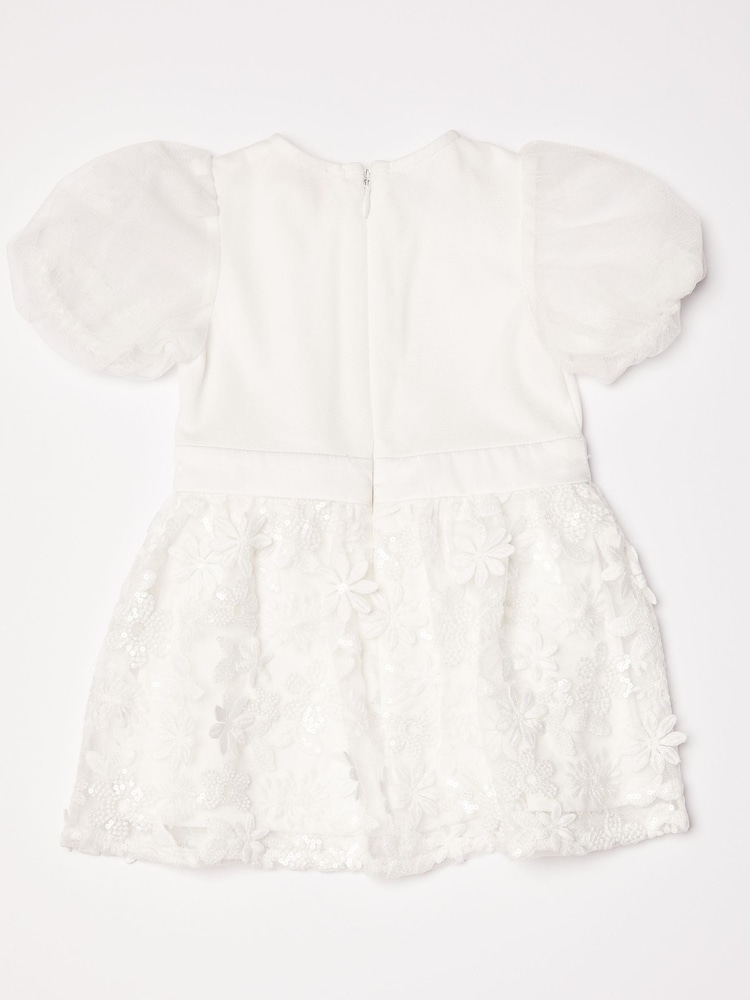 Lipsy Ivory Baby Sequin Embroidered Skirt Occasion Dress - Image 5 of 5
