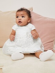 Lipsy Ivory Embroidered Skirt Occasion Dress - Image 1 of 4