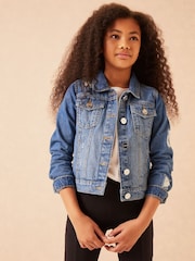 Lipsy Blue Ripped Denim Jacket - Image 1 of 4