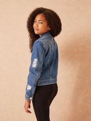 Lipsy Blue Ripped Denim Jacket - Image 3 of 4