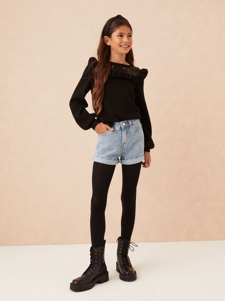 Lipsy Blue Denim Mom Shorts - Image 4 of 4