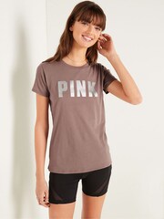 Victoria's Secret PINK Iced Coffee Brown Short Sleeve T-Shirt - Image 1 of 4