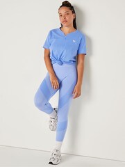 Victoria's Secret PINK Cornflour Blue Cotton ShortSleeve Henley Campus TShirt - Image 3 of 5