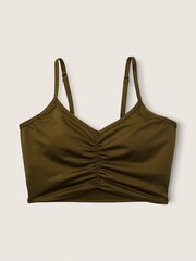 Victoria's Secret PINK Deep Olive Green Ruched Lightly Lined Low Impact Sports Bra - Image 2 of 2