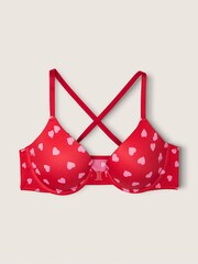 Victoria's Secret PINK Heart Print Red Push Up Front Fastening Push Up T-Shirt Bra - Image 4 of 5