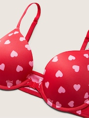 Victoria's Secret PINK Heart Print Red Push Up Front Fastening Push Up T-Shirt Bra - Image 5 of 5