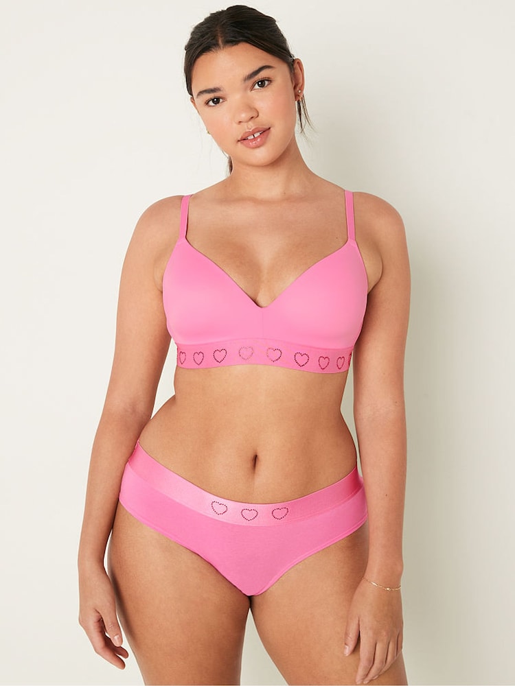 Victoria's Secret PINK Dreamy Pink Heart Shine Smooth Lightly Lined Non Wired T-Shirt Bra - Image 1 of 6 Victoria's Secret PINK Dreamy Pink Heart Shine Smooth Lightly Lined Non Wired T-Shirt Bra - Image 1 of 6
