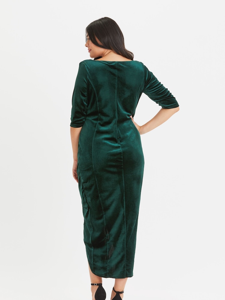 Scarlett & Jo Green Curve Velvet Maxi Bodycon Dress - Image 4 of 4