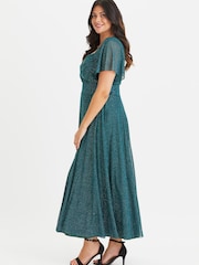 Scarlett & Jo Teal Green Curve Bolero Wrap Bodice Maxi Dress - Image 3 of 5