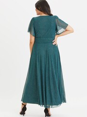 Scarlett & Jo Teal Green Curve Bolero Wrap Bodice Maxi Dress - Image 4 of 5