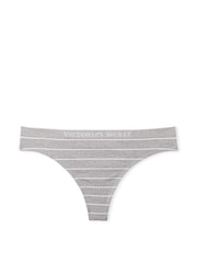 Victoria's Secret Grey Heather Stripe Thong Knickers - Image 3 of 3