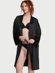 Victoria's Secret Black Satin Midi Robe - Image 1 of 3