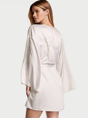 Victoria's Secret Coconut White Satin Bridal Embellished Dressing Gown - Image 1 of 4