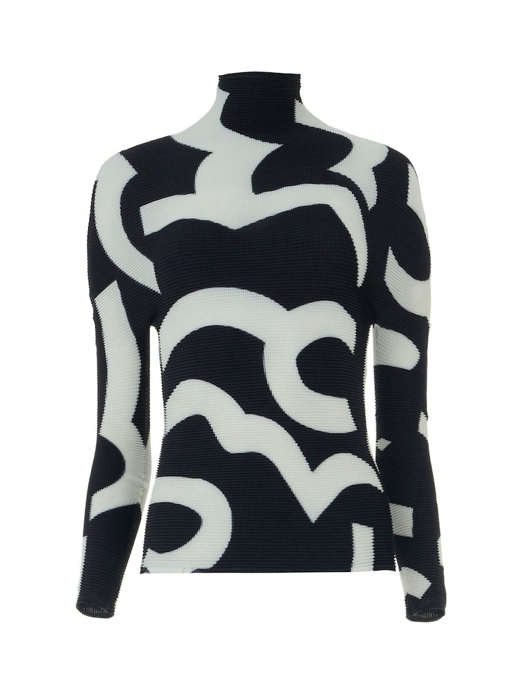 leem Black Monochrome Plissé Top - Image 6 of 6