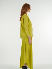 leem Green Asymmetric Pleated Skirt - Image 5 of 6
