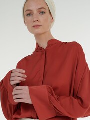 leem Red Mandarin Collar Blouse - Image 5 of 6