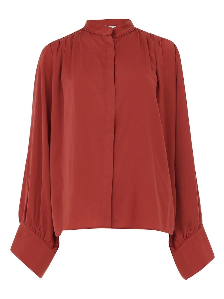 leem Red Mandarin Collar Blouse - Image 6 of 6
