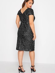 Yours Curve Black London Party Sequin Shift Dress - Image 3 of 4